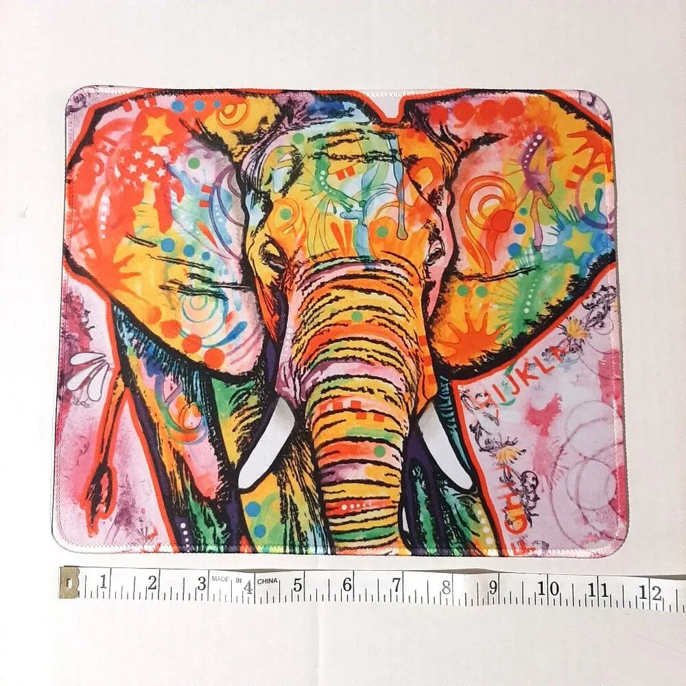 Elephant painting custom art print no slip computer mouse pad 11 inch wide New